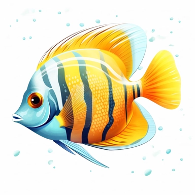 clipart butterflyfish , college art, white background