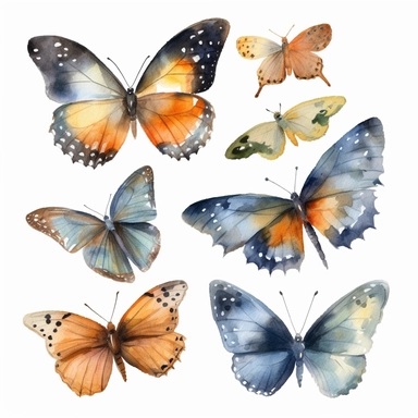 watercolor butterfly clip art very detailed