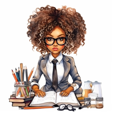 imagination, Boss lady black girl clipart, white background