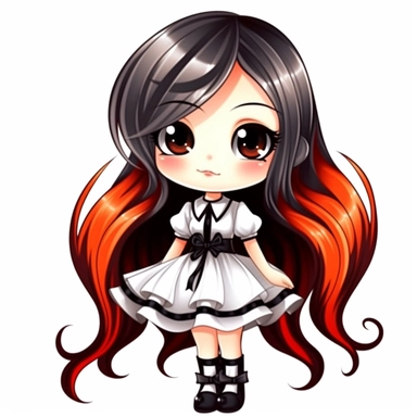 cute Monster High Chibi style girl, Halloween style, white background,clipart watercolor illustration, single object, high definition, white background for removing background