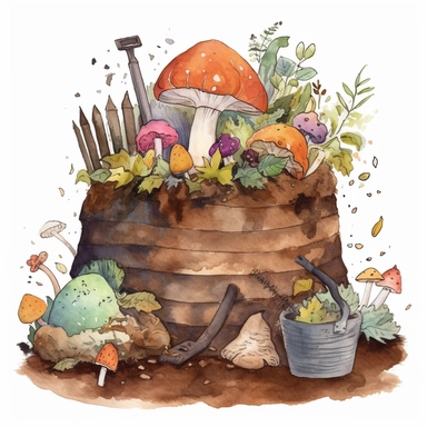 compost pile, watercolour clipart, cute, simple