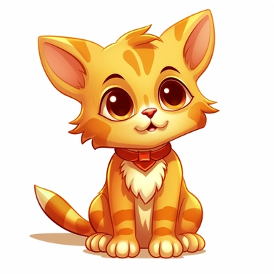 Clipart of a Cute Cartoon Cat