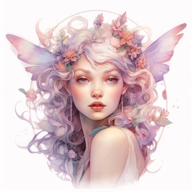 Fairy, clipart, intense white and deep pastel colors, dnd, watercolor, no background, isolated on a white background, self contained, well defined edges, by amy sol and magali villeneuve and susan bourdet and ross tran, spaced out, glowy, intricate, 8k