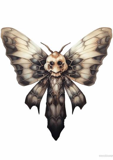 Skull Moth Clipart on white background, death's head moth, realistic, details, high resolutions, white background