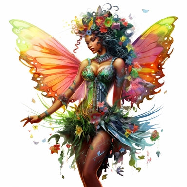 beautiful garden fairy clipart half body, in the style of nene thomas, made of colored crystals, high detailed, pictorial harmony, contest winner, bright and colorful