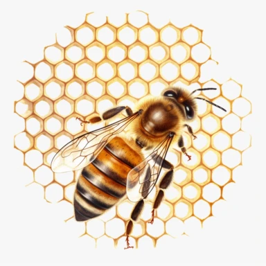 honeybee clipart and honeycomb, white background