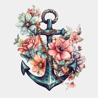 floral anchor clipart hd,space out ,— 3:2