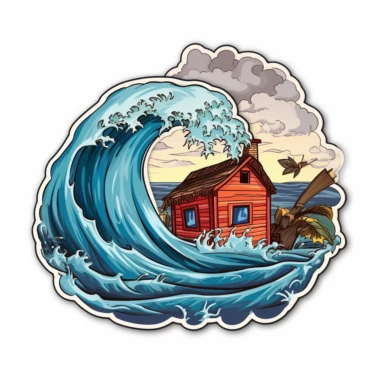 side view of a hurricane storm, simple clipart, sticker die cut