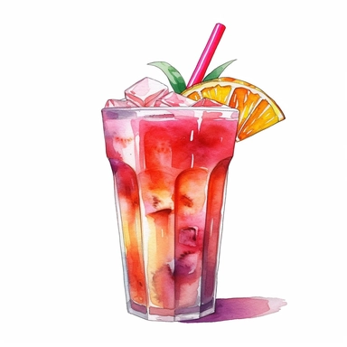 cold beverage, clipart, watercolor, white background,