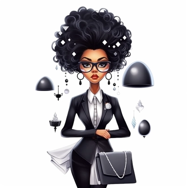 imagination, Boss lady black girl clipart, white background