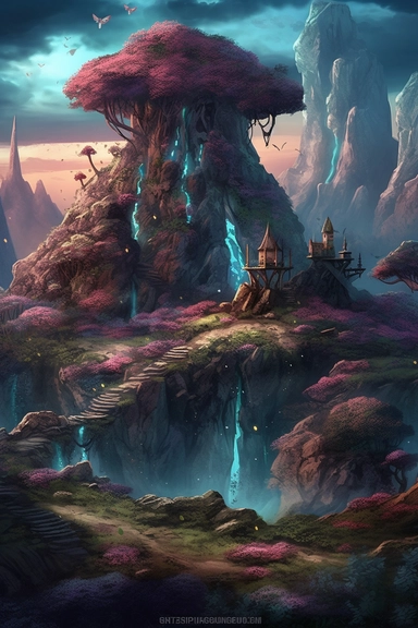 realistic clipart of enchanted curse landscape, digital painting