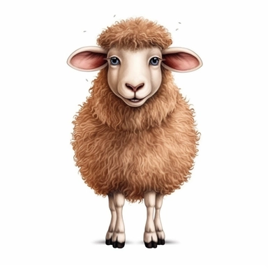 Cute Beautiful Happy Face Brown sheep Full body Sublimation Clipart,Cartoon,hyper realistic, intricate detail, illustration style,high solution,on the white background