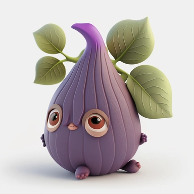 fig clipart in slyle of cute clay cartoon, sharp 3d art illustration, warm violet color, simple, white background, 8k