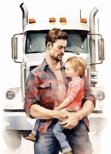 Truck driver Father's Day Clipart Watercolor