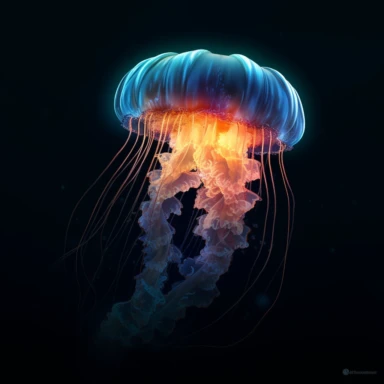 Clipart,A bioluminescent jellyfish illuminating the ocean depths, hyperrealistic, hyper high definition