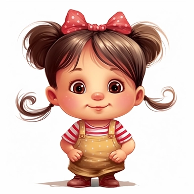 illustration, cute girl, clipart, chubby baby, girl, funny pigtails