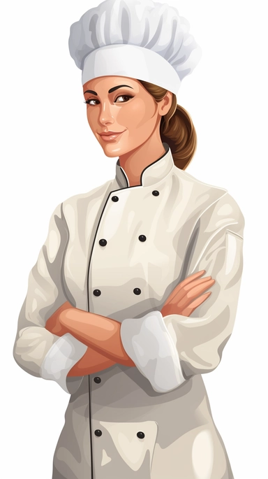 a chef male or female, clipart style, white background
