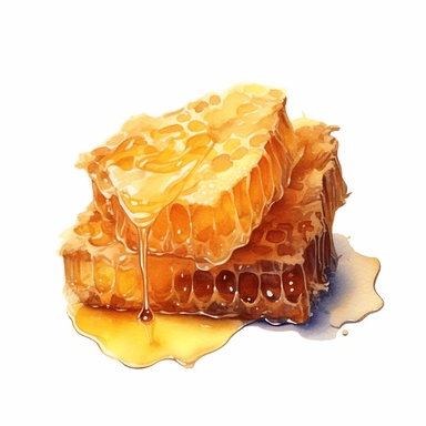 hyperrealism painting , honey comb, white background, watercolor style, farmhouse chic, tempera clipart