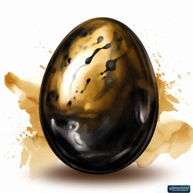 clipart of black golden egg, waterclour style