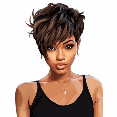 Black Woman Clipart, Pixie haircut girl PNG, Black Girl, Short Pixie hairstyle Black Woman, African American Girl Hand Drawn Art Style PNG, Printable Art Trending on Artstation