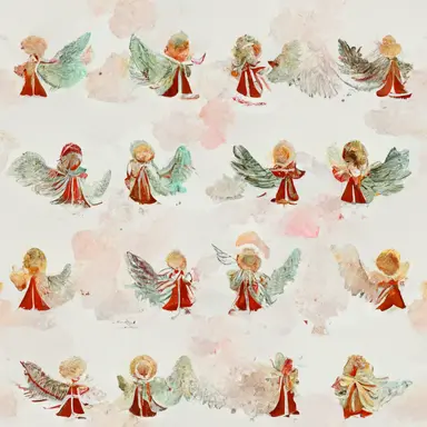 chistmas angels pattern, gradient background in watercolor clipart style