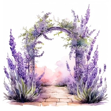 Watercolor Lavender Garden Clipart, lavender boarder