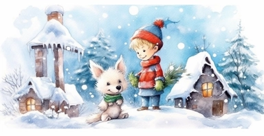 Adorable Christmas scene, clipart, disney animation style, watercolor, white background, I can’t believe how beautiful this is