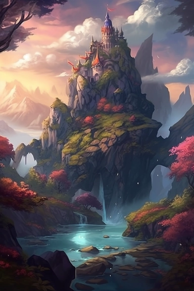 realistic clipart of enchanted curse landscape, digital painting