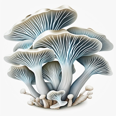 clump of light gray oyster mushrooms clipart