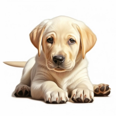 clipart of realistic labrador retriever puppy, full body, lying on back, playful, white background