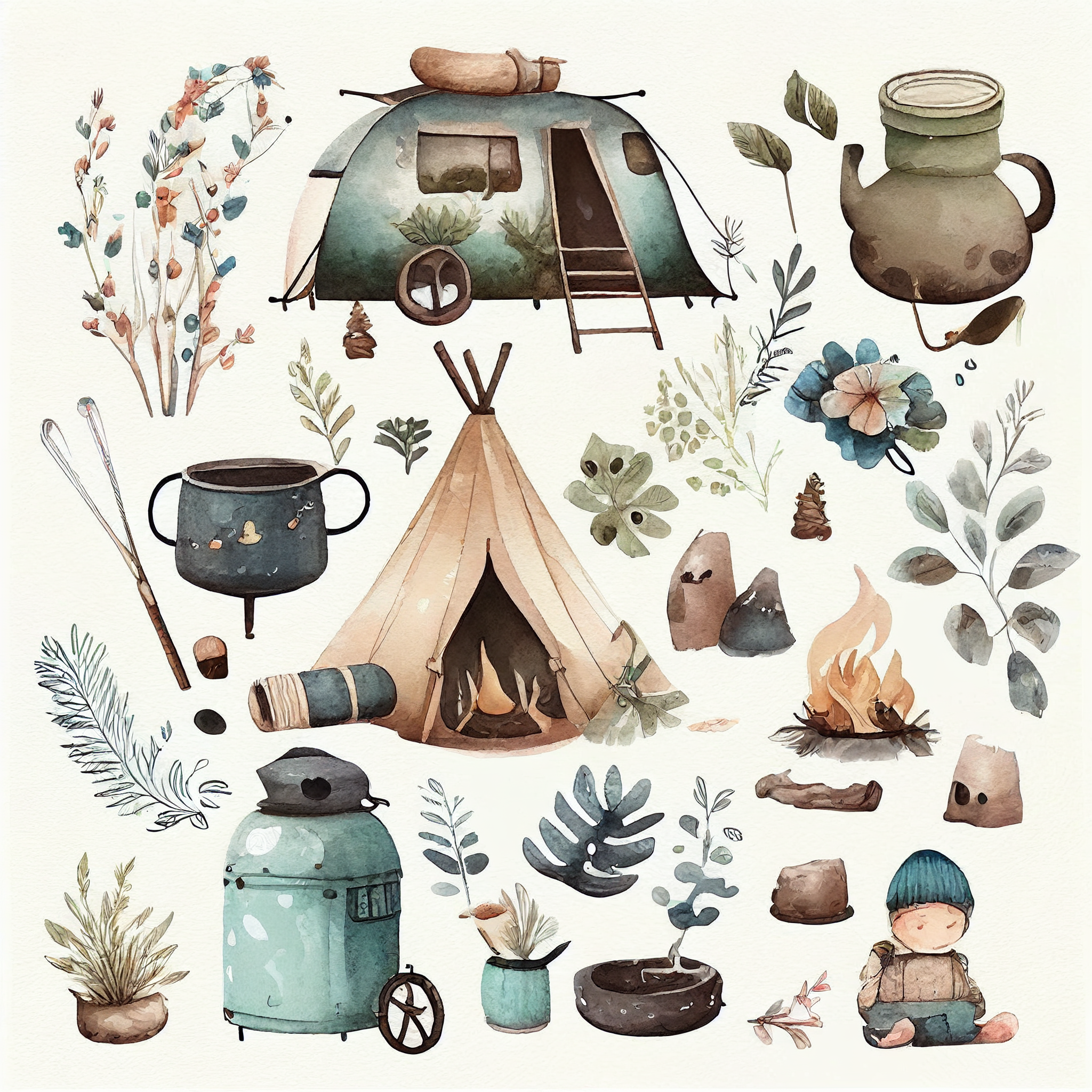 boys camping cliparts