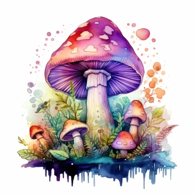Watercolour Magic Mystical Mushrooms clipart