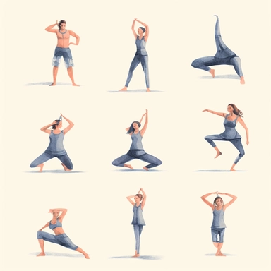 watercolor, set of icons and signs in trendy linear style - yoga poses and asanas - woman practicing yoga png Full body realistic cartoon in 32K UHD cute. 15 cm thick outline. Black color. There was no shadow on the ground. 8k with realistic watercolors and detailed illustrations. PNG clipart, transparent white background