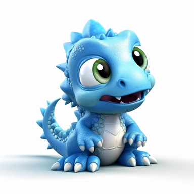 cute baby dinosaur, blue, 3D, toy, clipart, fantasy art, white background, 8k resolution, super sharp
