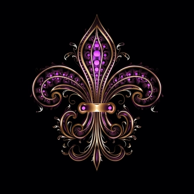 Clipart, gorgeous fleur de lis , dark colours, luminous, glowy, intricate, illustration, detailed, 8k, png, isolated on white background