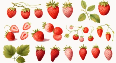 strawberry clipart collection svgepi clipart bundle by st rebecca, in the style of tender depiction of nature, hideyuki kikuchi, uhd image, fujifilm eterna vivid 500t, dutch tradition, 3840x2160, cartooncore