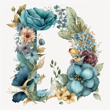 89285 D blue Floral Alphabets Letters Clipart Floral Clip art, Transparent