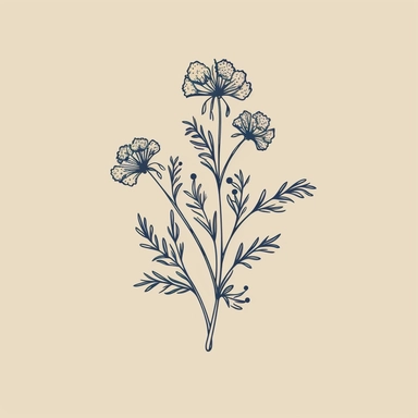 a simplified vector line art Floral illustration, victorian, vintage, minimalism, Flower, Botanical clipart, branches