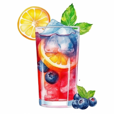 water color clipart summer drink, colourful,water color stype, seperate clipart,isolated with white background,split diagram