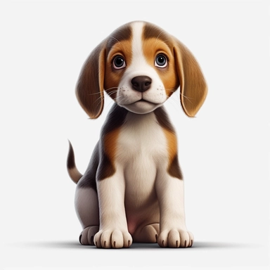 Beagle puppy, Clipart, Digital art, disney style, hyperdetailed, 1080p, Ultra-HD no background