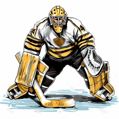 clipart of hockey goalie, white background, charicature
