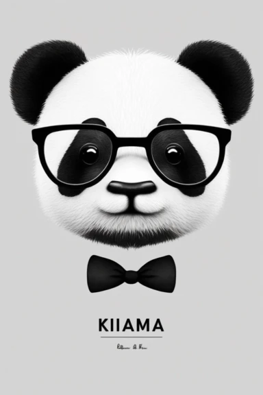 minimalistic pixar style clipart, minimalistic nordic style clipart, anthro hipster panda face with mustache, minimalistic black and white color palette,