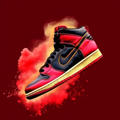 Nike High top shoes Chicago Bulls colors with smoke floating clip art