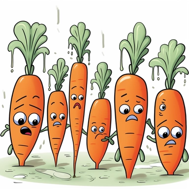 clipart of a bunch of baby carrots crying tears