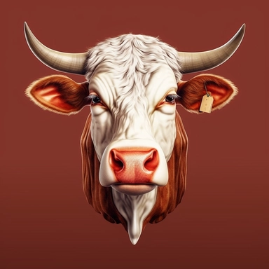 3D Super Realistic Hereford Cow Head Clipart