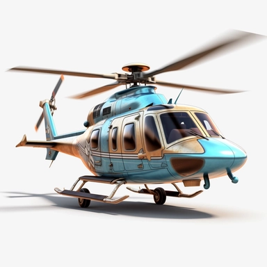 helicopter, in the style of realistic and hyper-detailed renderings, sketchfab, ahmed morsi, realistic paintings, use of common materials, handcrafted designs clipart with white background