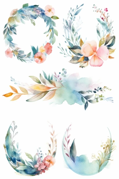 light watercolor banner logo, clipart, separately, white background