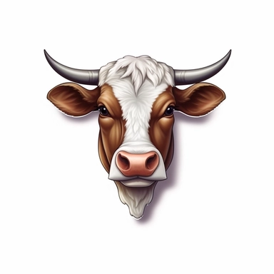 3D Super Realistic Hereford Cow Head Clipart