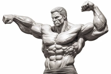 muscle+man , highly detailed, isolated on white, clipart,