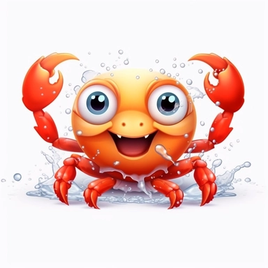 cute crab, clipart, on white background